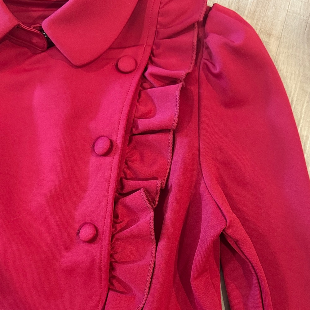Red Ruffled Women's Blouse - Picture 3 of 5